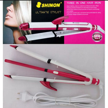 Km-3304 Multifunctional Electric Hair Clippers Corn Brazer Straight Curly Hair Straightener Adjustable Temperature