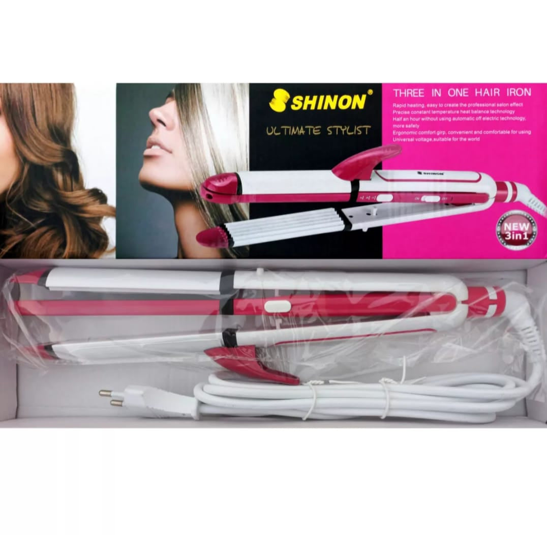 Km-3304 Multifunctional Electric Hair Clippers Corn Brazer Straight Curly Hair Straightener Adjustable Temperature