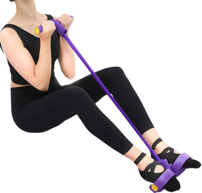 oot Pedal Resistance Band Elastic Sit-up Pull Rope Yoga Fitness Gym – Elastic Pull Ropes Tummy Trimmer (random Colors)