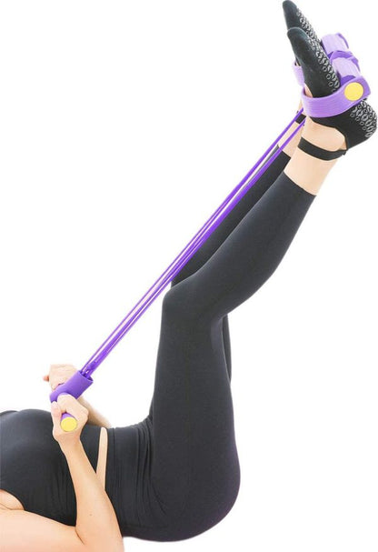 oot Pedal Resistance Band Elastic Sit-up Pull Rope Yoga Fitness Gym – Elastic Pull Ropes Tummy Trimmer (random Colors)