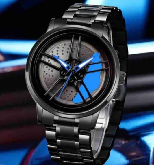 Rotating Wheel Watch – Stylish & Unique Timepiece Car Sport Rim Hub Wheel Wristwatch For Mens